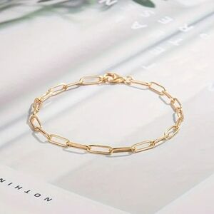 NWT 925 Sterling Silver Link Gold Plated Chain Bracelet